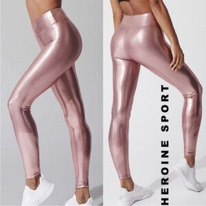 SOLD OUT Heroine Sport Marvel Leggings in Rose Gold Glitter Metallic sparkle XS
